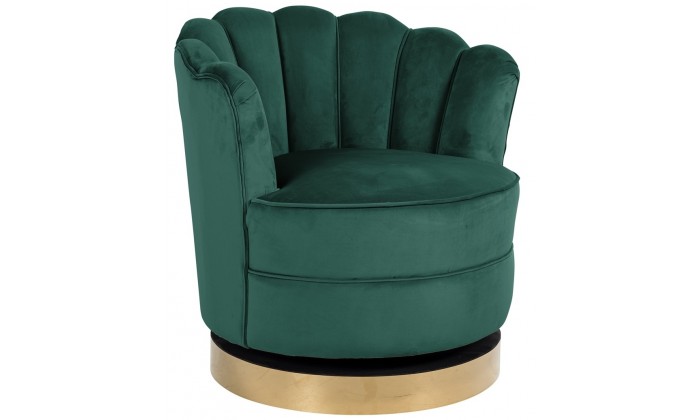 Fauteuil pivotante en velours  vert  / gold Mila