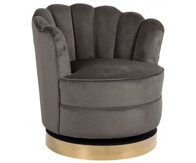 Fauteuil pivotante en velours  stone / gold Mila