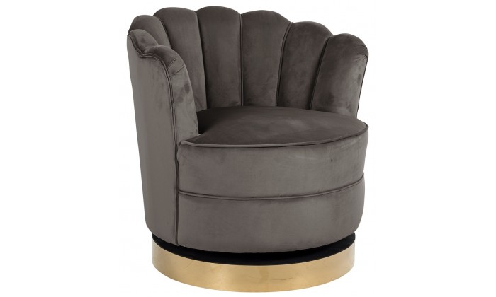 Fauteuil pivotante en velours  stone / gold Mila