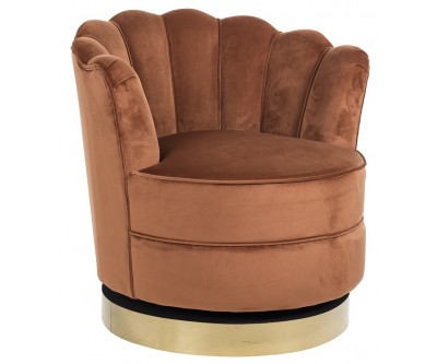 Fauteuil pivotante en velours  Orange / gold Mila