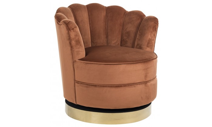 Fauteuil pivotante en velours  Orange / gold Mila