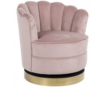 Fauteuil pivotante en velours rose / gold Mila