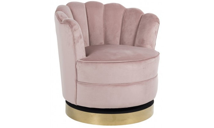 Fauteuil pivotante en velours rose / gold Mila