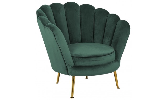 Fauteuil en velours vert  / gold Perla