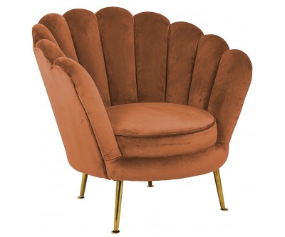 Fauteuil en velours orange / gold Perla