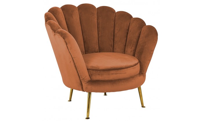 Fauteuil en velours orange / gold Perla