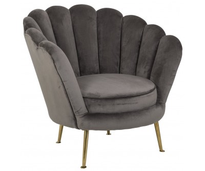 Fauteuil en velours stone/ gold Perla