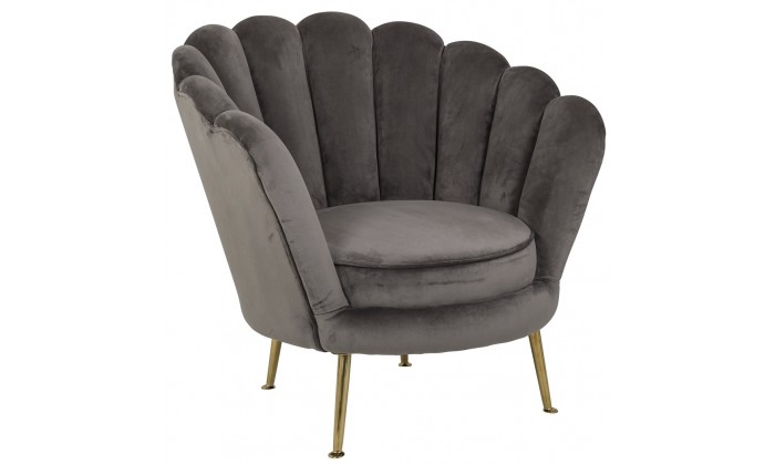 Fauteuil en velours stone/ gold Perla