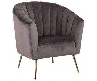 Fauteuil en velours stone / gold Shelly