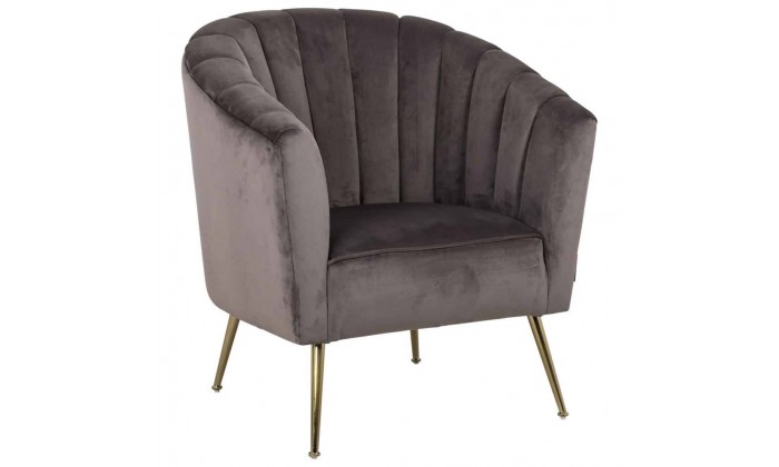 Fauteuil en velours stone / gold Shelly