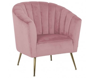 Fauteuil en velours  rose / gold Shelly