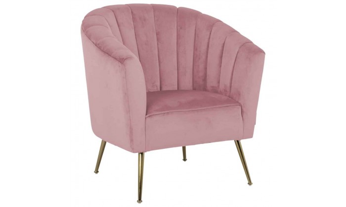 Fauteuil en velours  rose / gold Shelly