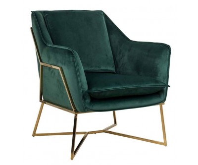 Fauteuil en velours vert  / gold Aurelia