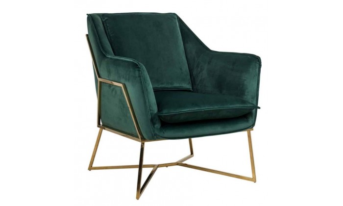 Fauteuil en velours vert  / gold Aurelia