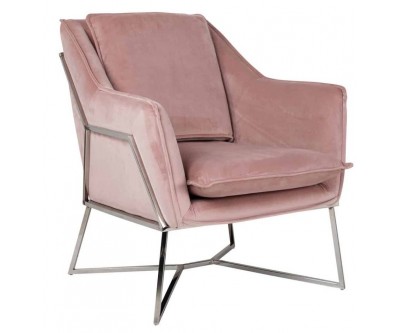 Fauteuil en velours rose / silver Aurelia