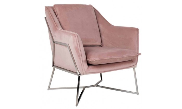 Fauteuil en velours rose / silver Aurelia