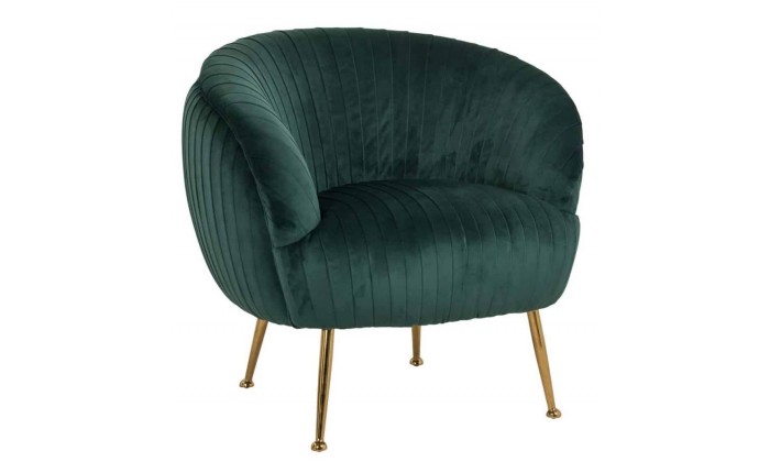 Fauteuil en velours vert  / gold Aurelia