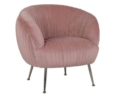 Fauteuil en velours rose / silver Aurelia