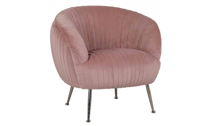 Fauteuil en velours rose / silver Aurelia