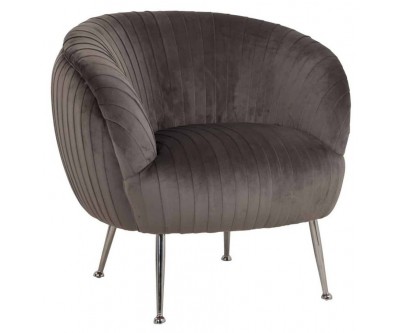 Fauteuil en velours stone / silver Aurelia