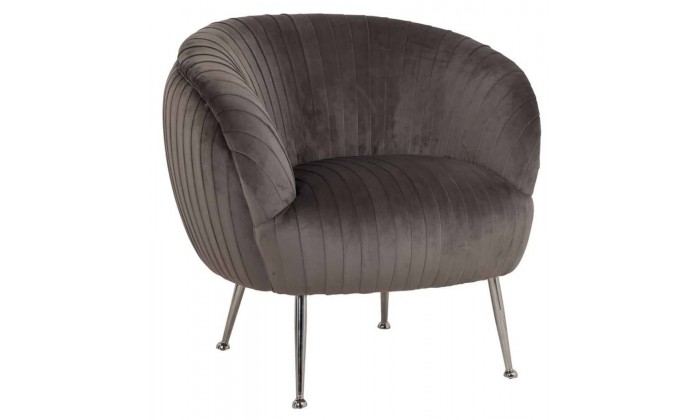 Fauteuil en velours stone / silver Aurelia