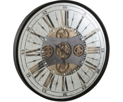 Horloge Chiffres Romains Miroir Antique Noir