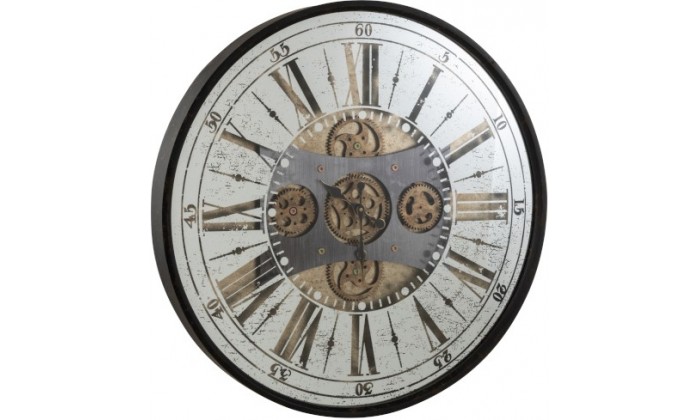 Horloge Chiffres Romains Miroir Antique Noir