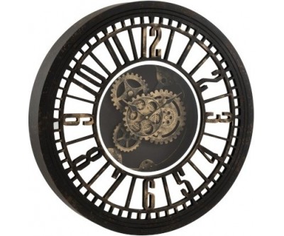 Horloge Chiffres Romains Miroir Antique Noir