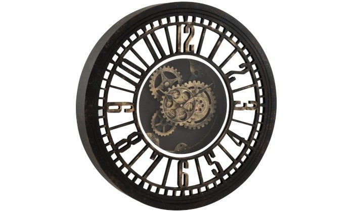 Horloge Chiffres Romains Miroir Antique Noir