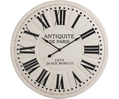 Horloge Antiquite De Paris Chiffres Romains Metal Blanc/Noir 113X7,5cm