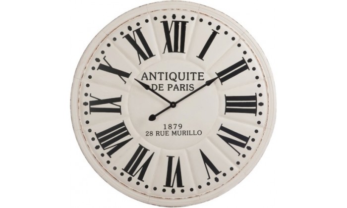 Horloge Antiquite De Paris Chiffres Romains Metal Blanc/Noir 113X7,5cm