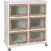 Armoire Sur Roues 6 Portes Metal/Bois Blanc/Naturel