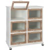 Armoire Sur Roues 6 Portes Metal/Bois Blanc/Naturel