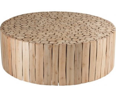 Table De Salon Ronde Rondins Bois D'eucalyptus Naturel