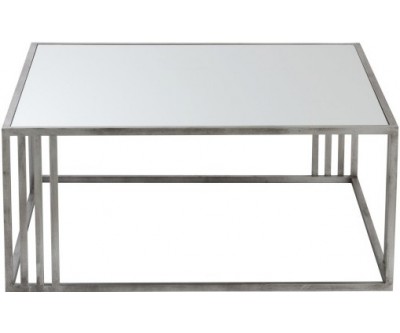 Table De Salon Rectangulaire Metal/Verre Argent