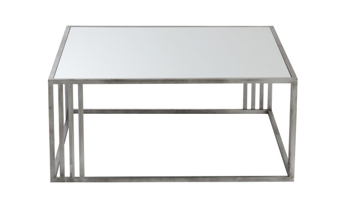 Table De Salon Rectangulaire Metal/Verre Argent