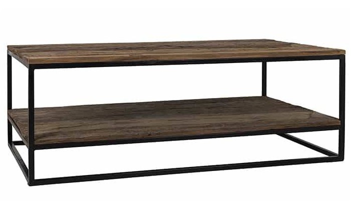 Table d'angle design en acier vieux bois d'orme naturel RENATO