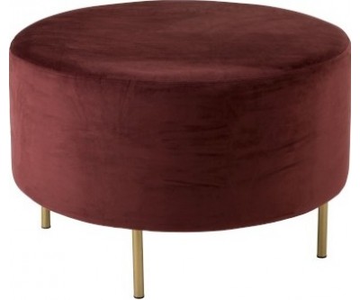 Pouf Pied Rond Velours Marsala Large