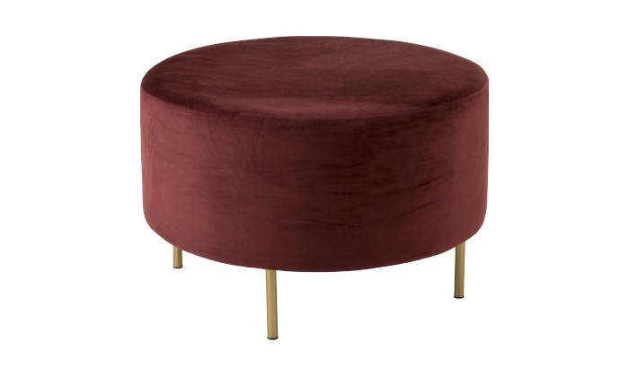 Pouf Pied Rond Velours Marsala Large