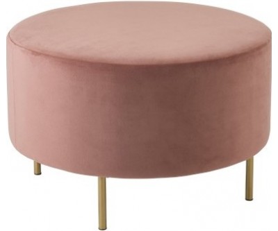 Pouf Pied Rond Velours Rose Large