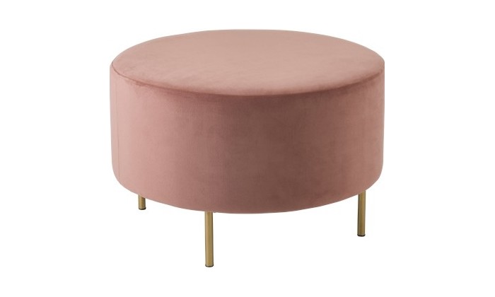 Pouf Pied Rond Velours Rose Large