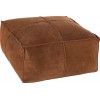 Pouf Point Carre Cuir Cognac