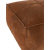 Pouf Point Carre Cuir Cognac