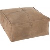 Pouf Point Carre Cuir Beige