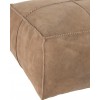 Pouf Point Carre Cuir Beige