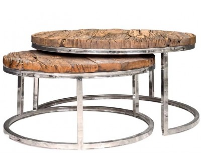 Ensemble de table basse industrielle silver CALVIN