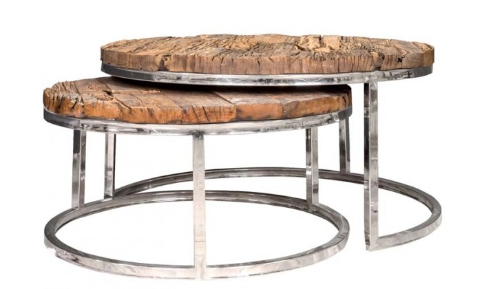 Ensemble de table basse industrielle silver CALVIN