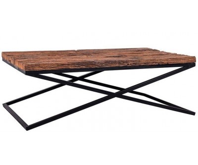 Table de salon pieds X Kensington 130cm industrielle noir CALVIN