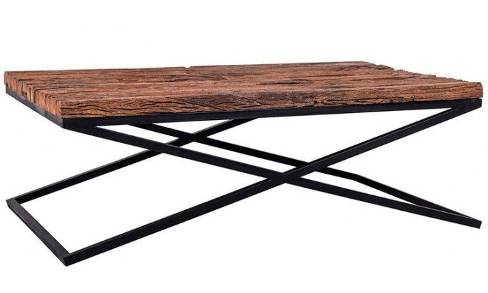 Table de salon pieds X Kensington 130cm industrielle noir CALVIN