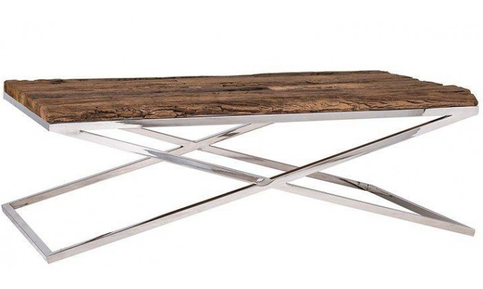 Table de salon pieds X Kensington 130cm industrielle silver CALVIN